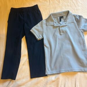 Janie and Jack Light Blue Polo with Navy Pants Matching Set
